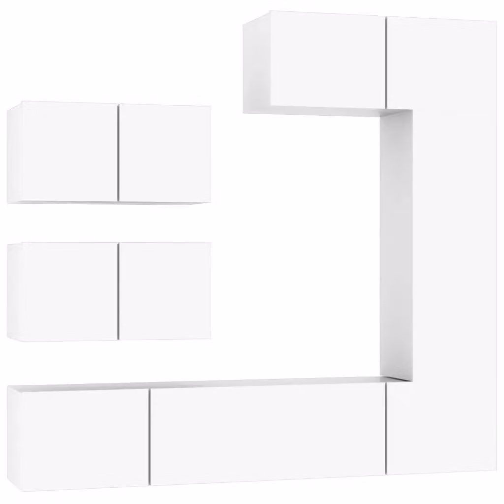 Set di Mobili Porta TV vidaXL 6 Pezzi Bianco in Legno e MDF per Soggiorno – 2