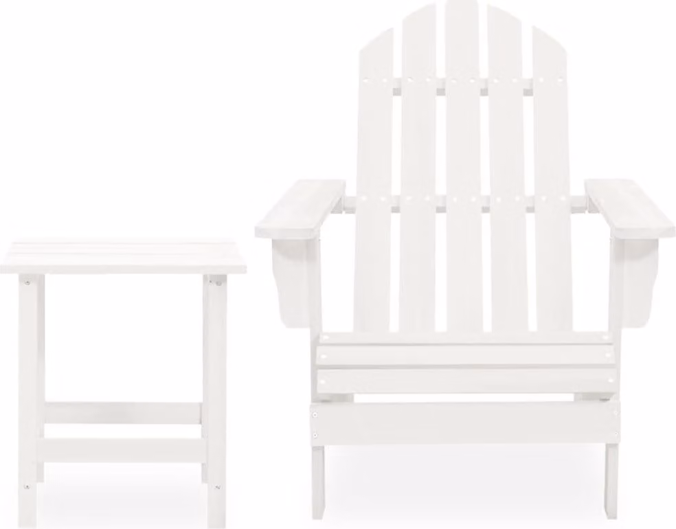 Sedia da Giardino Adirondack con Tavolino in Legno Abete Bianca