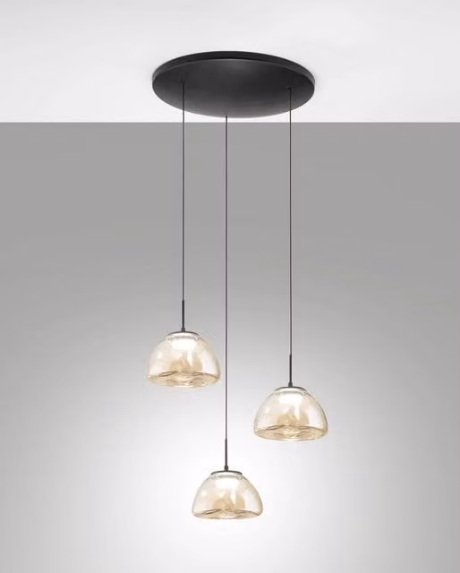 Lampada a Sospensione Lucille Ø350mm Cognac, LED 21W CCT 2700K/3000K/4000K, Dimmerabile, Struttura in Metallo e Vetro Borosilicato - Lucille