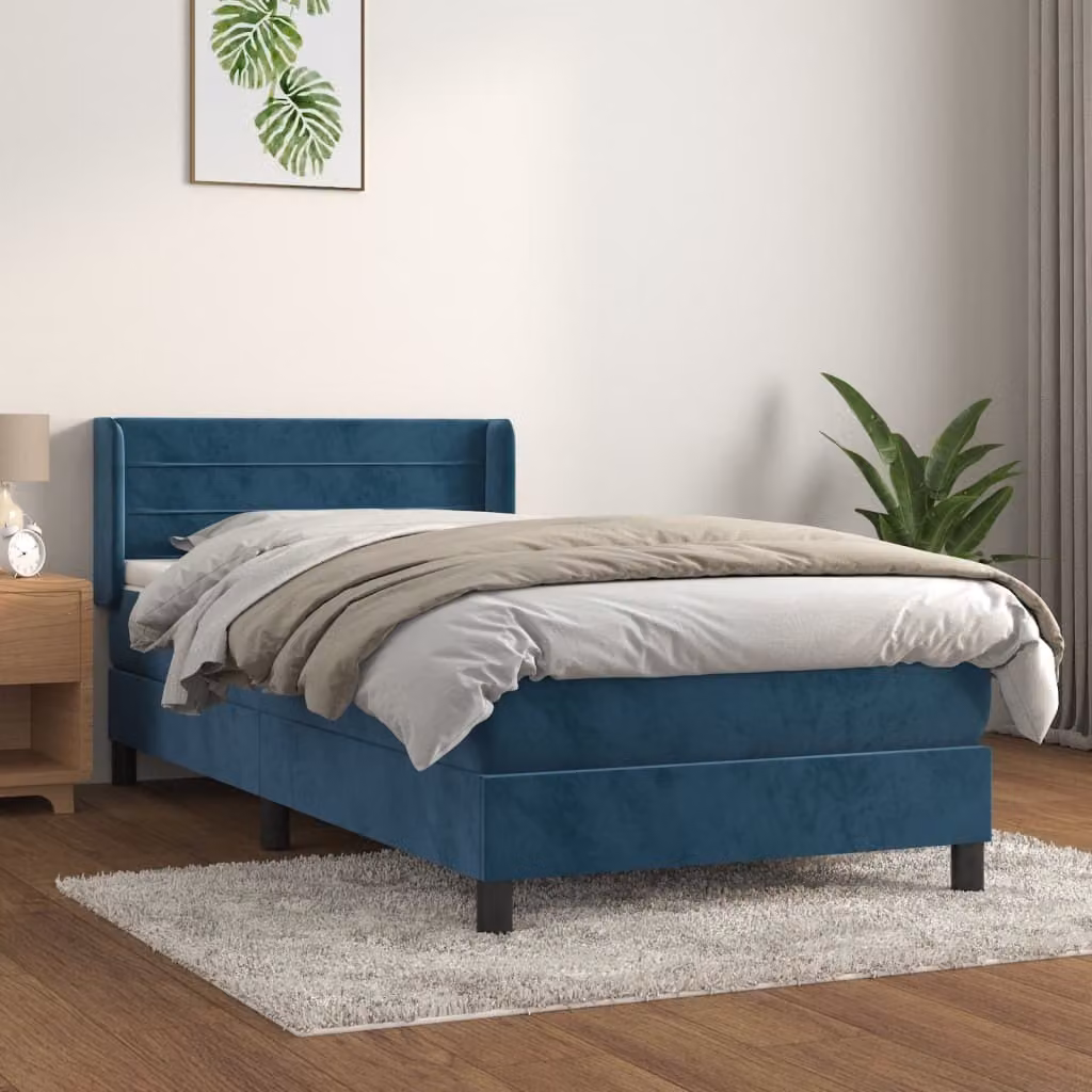 Maison Exclusive - Giroletto a Molle con Materasso Blu Scuro 100x200 cm in Velluto