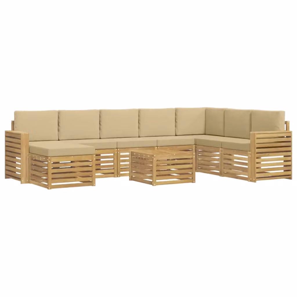 Set di divani da giardino e terrazzo moderni vidaXL in legno di acacia massello con cuscini beige – 2