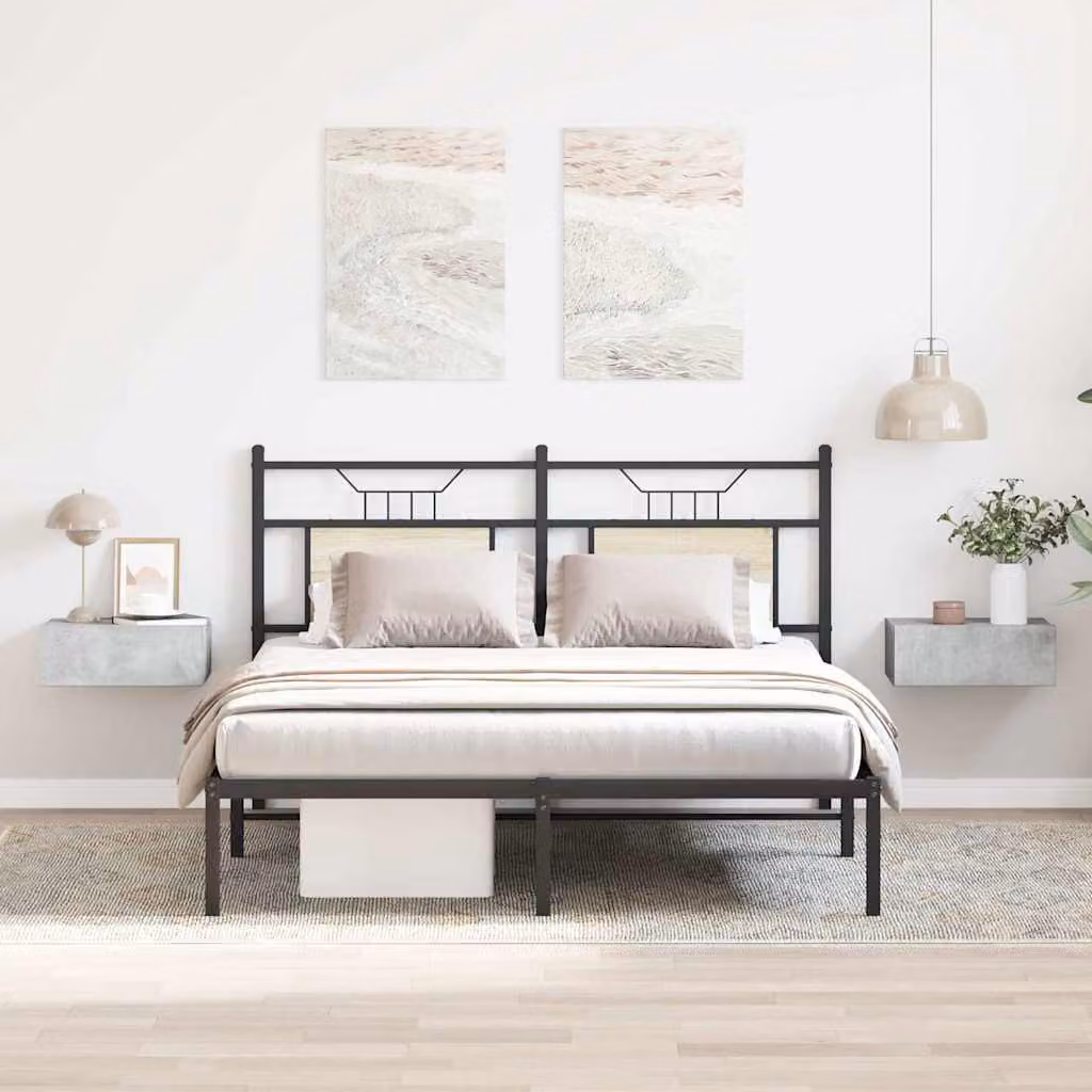 Set di 2 comodini pensili vidaXL in legno multistrato, colore grigio cemento, L 40 cm x P 30 cm x H 15 cm