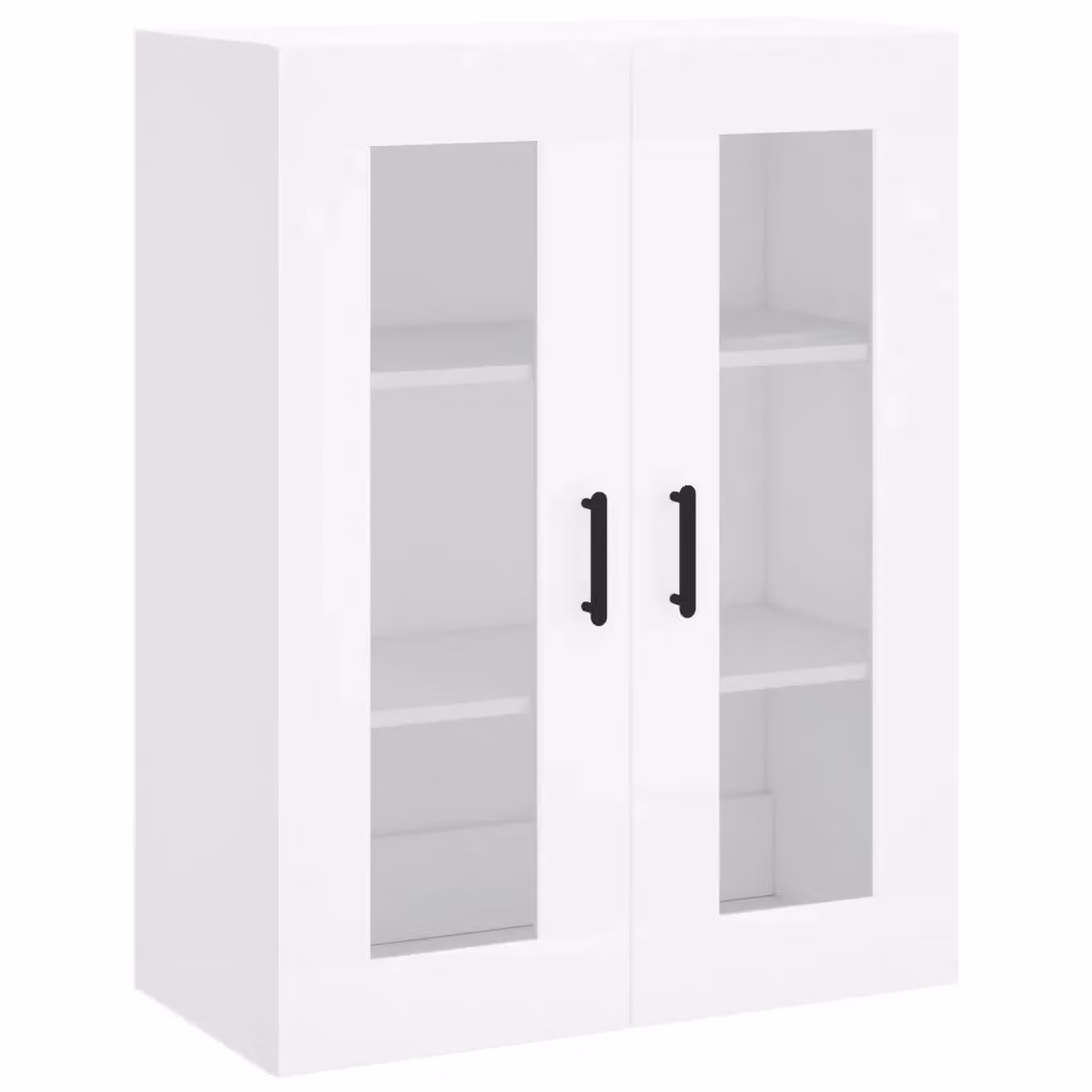 Mobile a Parete Moderno vidaXL Bianco con Ante in Vetro L: 69,5 cm, P: 34 cm, H: 90 cm – 2