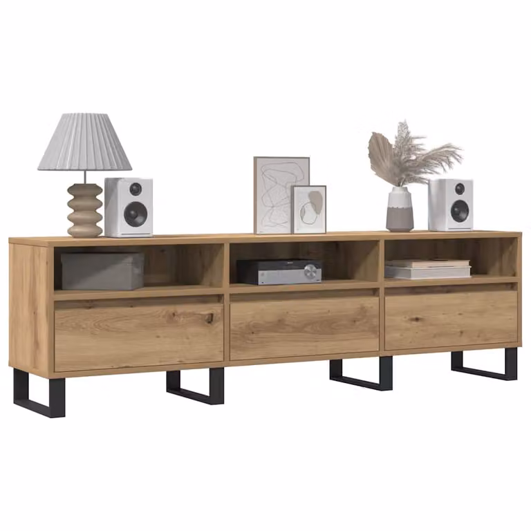 Mobile Porta TV Moderno vidaXL in Rovere e Metallo, Colore Marrone, L/P/H: 150 x 30 x 44,5 cm