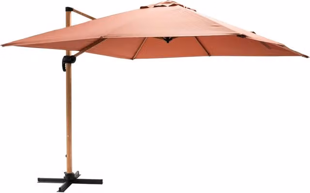 Oviala - Ombrellone sporgente quadrato 3x3m effetto legno argilla