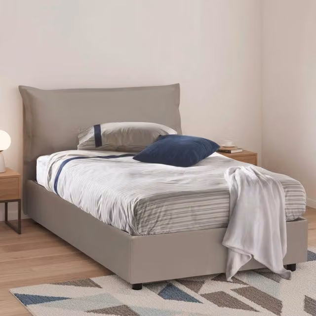 Letto Piazza e Mezza Contenitore Andora Talamo Italia, Grigio, L/P/H: 120 x 200 cm