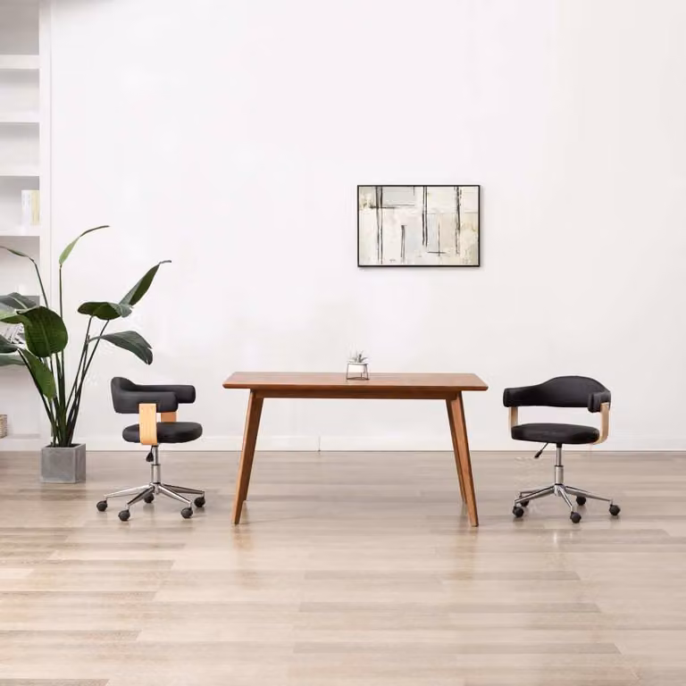 vidaXL Sedia da ufficio girevole in legno curvato nero e Pelle finta - Sedia da ufficio - Sedie da ufficio - Sedia girevole da ufficio - Sedie girevoli da ufficio