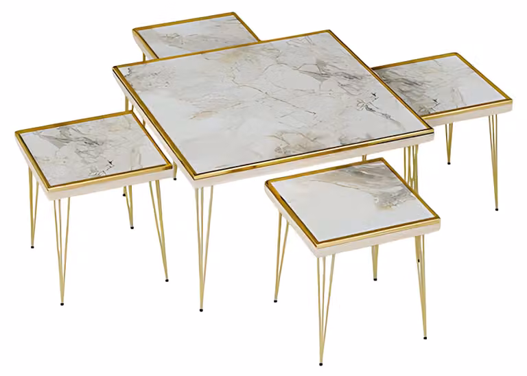 Wohnzimmer-Set Beige MDF Edelstahl modern elegant