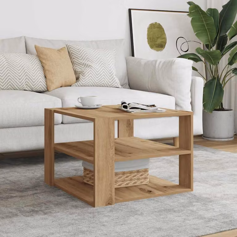 vidaXL Tavolino da Salotto Moderno Quadrato in MDF Laminato Marrone L/P/H: 58 x 58 x 40 cm