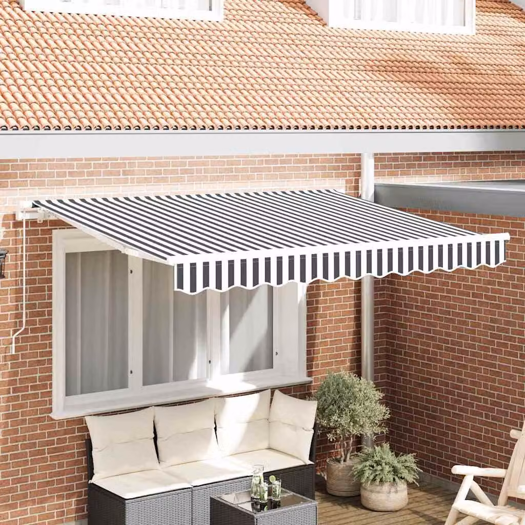Maison Exclusive - Telo di ricambio per tenda da sole, dimensioni 3,5x2 metri, a righe grigio antracite e bianco