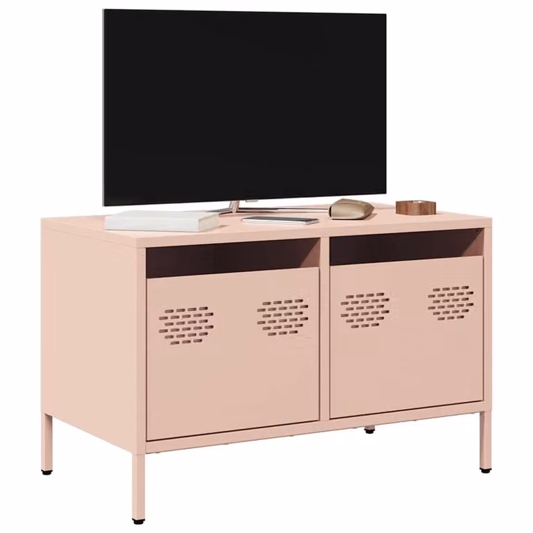 Carrello mobile per TV vidaXL in acciaio rosa L: 68 cm, P: 39 cm, H: 43,5 cm