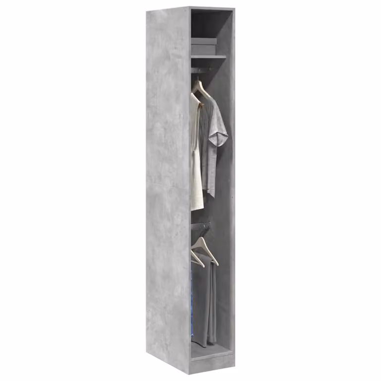 Armadio da parete vidaXL Grigio opaco in legno e MDF con ante a battente e appendiabiti L/P/H: 30 x 50 x 200 cm