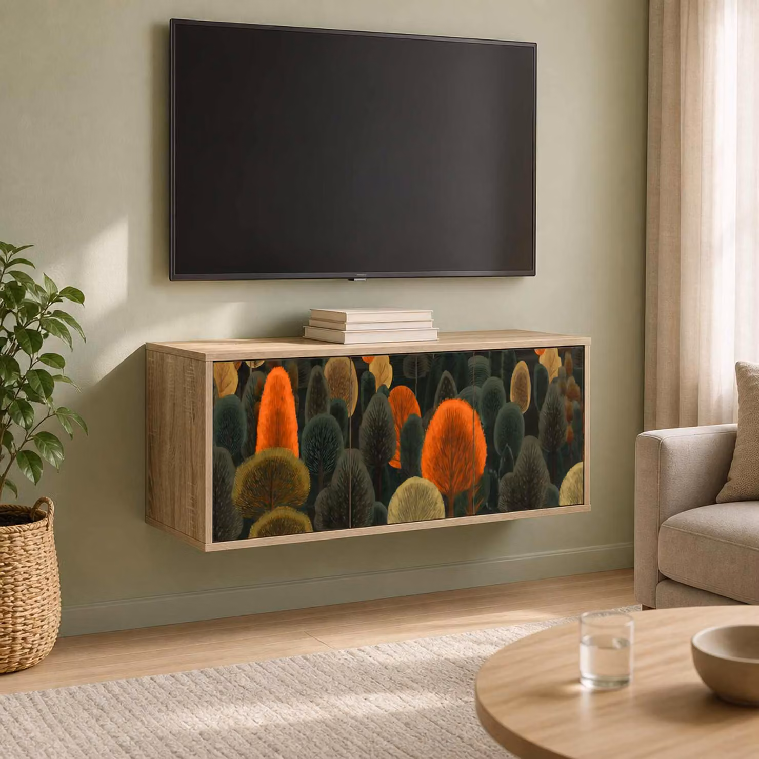 Mobile TV da parete vidaXL ZAANDAM in Rovere Sonoma, L 102 x P 33 x H 40 cm