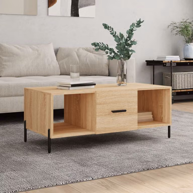 vidaXL Tavolino da Salotto Moderno in Legno e Metallo, Colore Rovere Sonoma, L: 102 cm, P: 50 cm, H: 40 cm