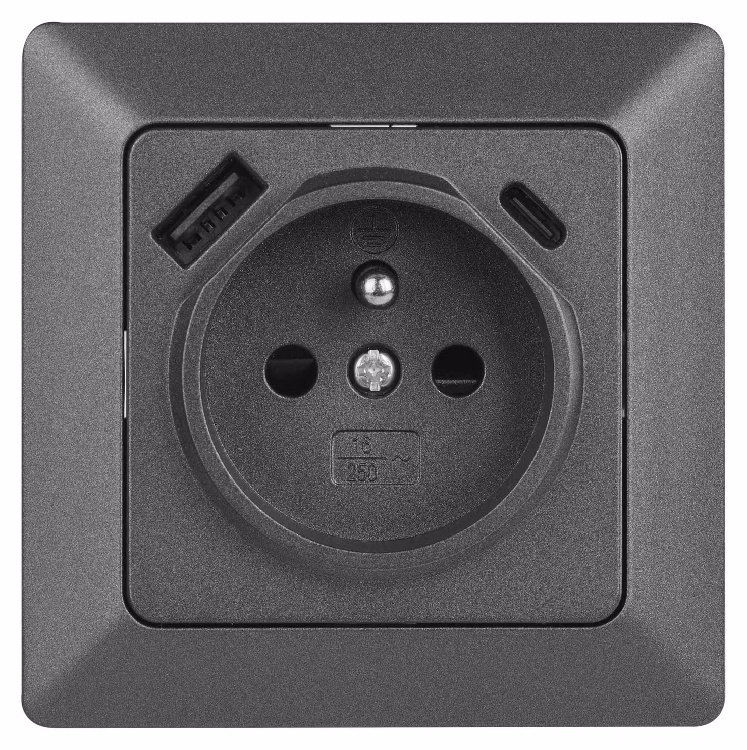 Presa EMOS con USB-A+USB-C, antracite, A6000.6