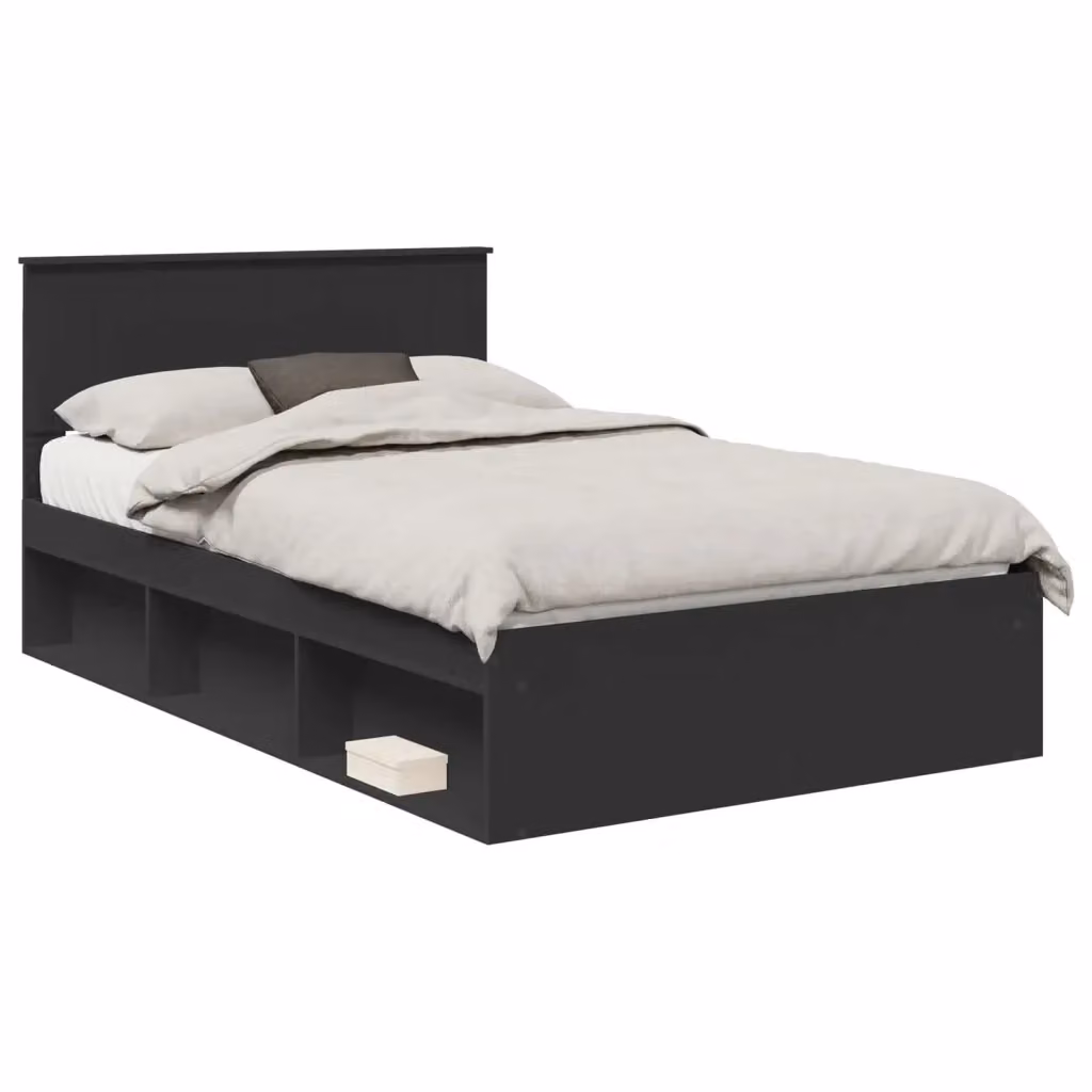 Struttura letto vidaXL in pino massello nero con doghe in legno L/P: 120 x 200 cm – 2