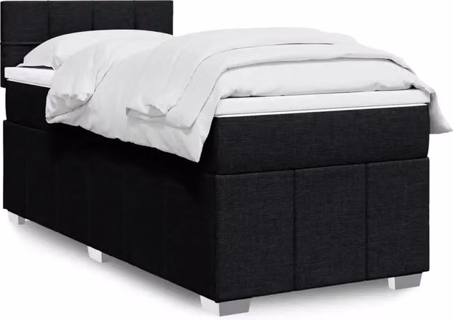 Giroletto a Molle con Materasso-Struttura Letto Nero 80x200 cm inTessuto 135802