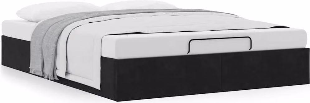 Struttura Letto Pouf senza Materasso Nero 140x190 cm in Velluto