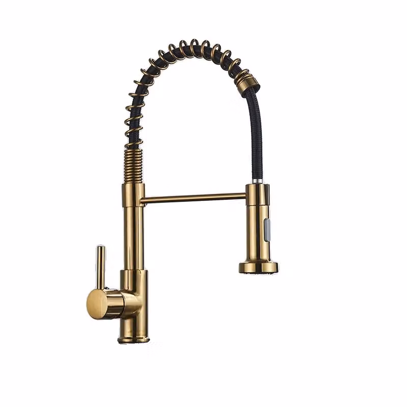 Rubinetto per lavello da cucina, finitura in nichel spazzolato, design a leva singola, finitura dorata spazzolata