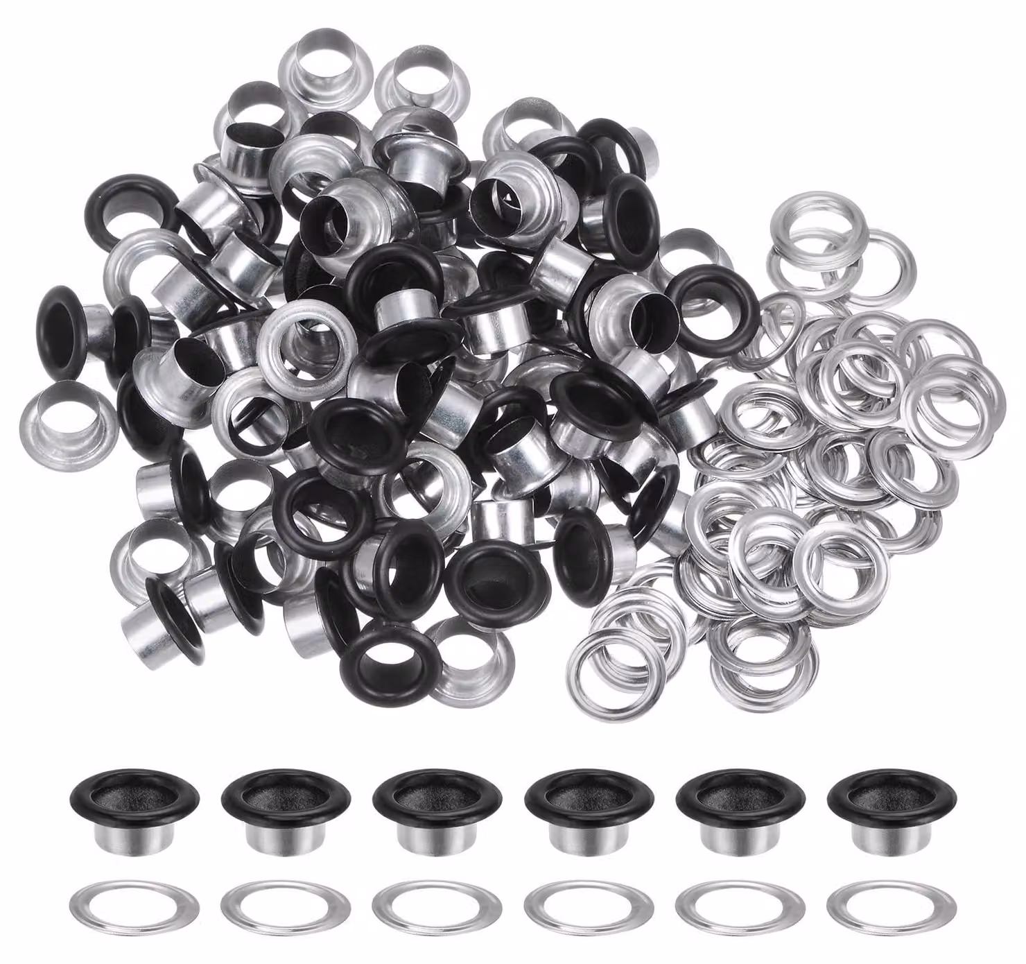 Viti metalliche da 8 mm, confezione da 100 pezzi, nere opache, complete di rondelle