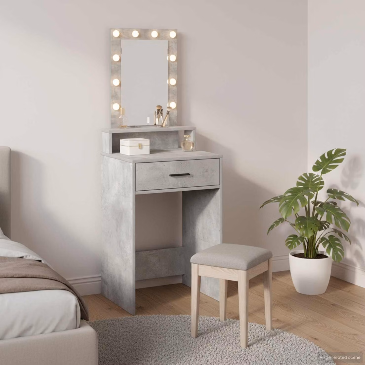 vidaXL Tavolo da Trucco Moderno Grigio in MDF, L 50 cm x P 41 cm x H 140 cm