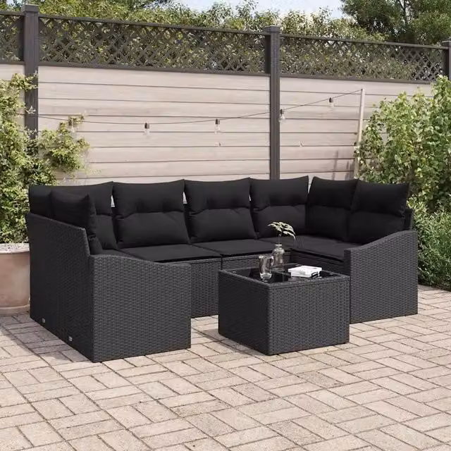 Set di divani 7 pz Nero polyrattan 3346623