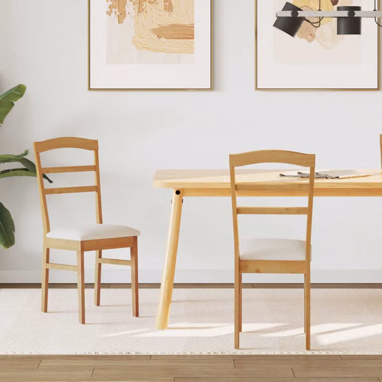 Set di 2 sedie da pranzo vidaXL in legno di gomma naturale e chiaro