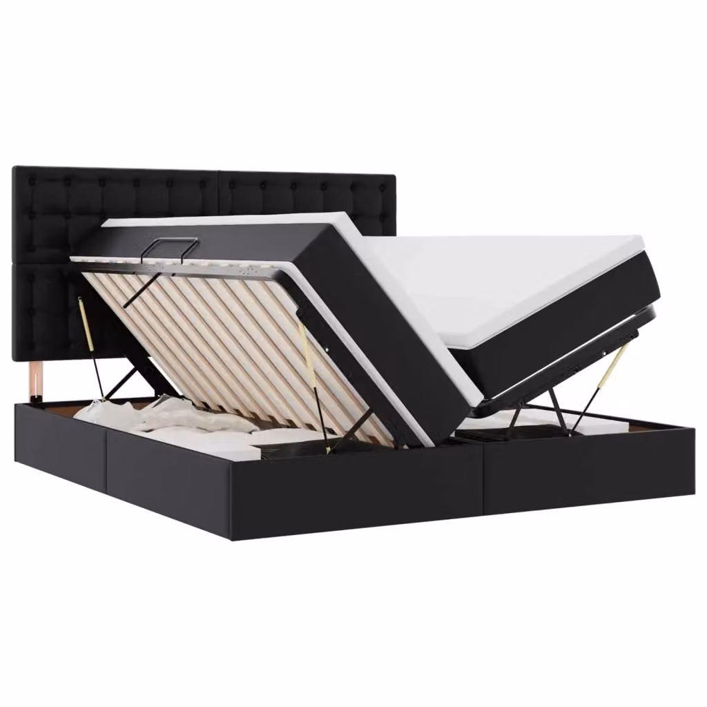 Letto con contenitore e illuminazione LED vidaXL in pelle sintetica nera L/P: 200 x 200 cm – 2