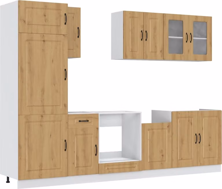 Set Mobili da Cucina 8 pz Kalmar Rovere Artigianale Truciolato