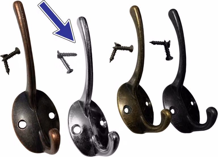 Set di 6 ganci / appendini in metallo per giacche e cappelli (colore: nichel)