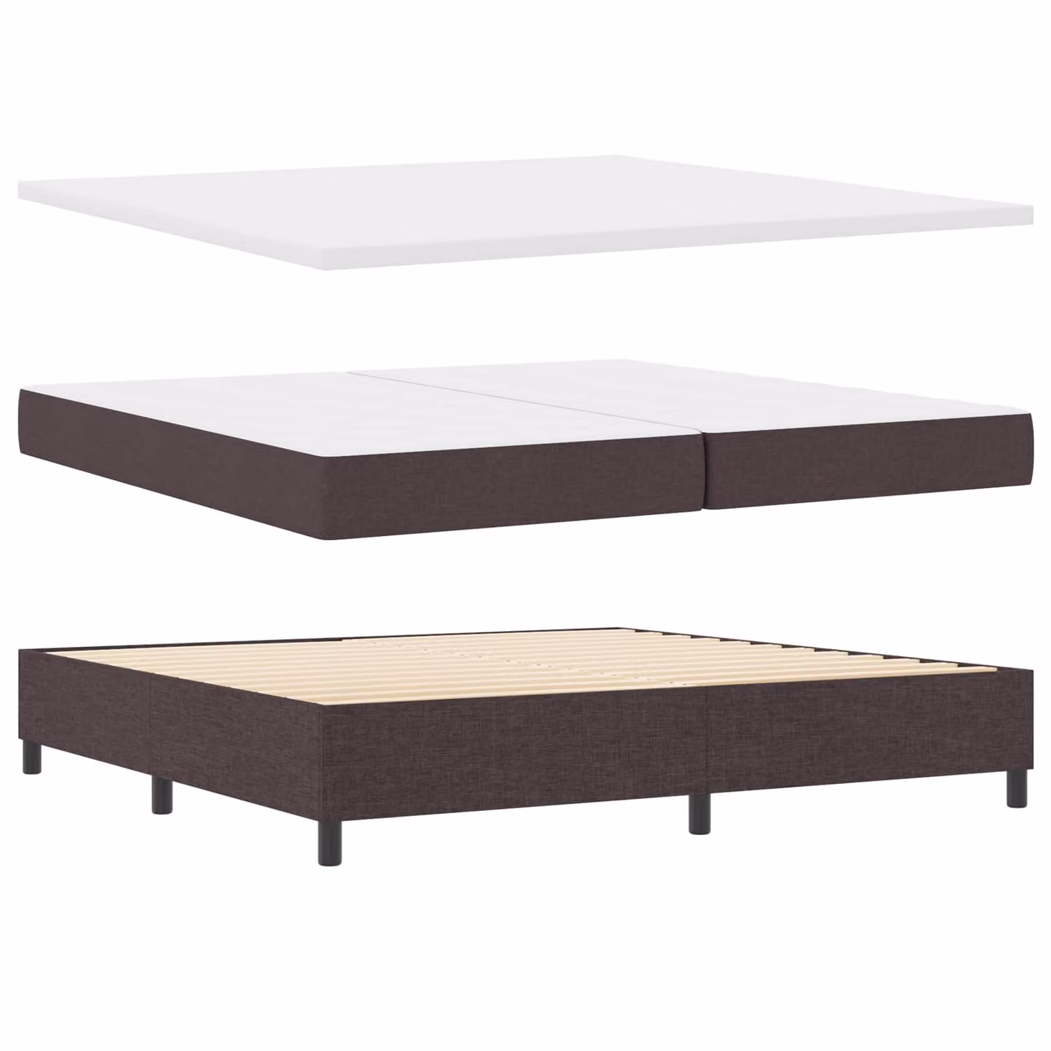 Letto con materasso a molle vidaXL in tessuto marrone con cassetti L/P/H: 200 x 200 x 203 cm – 1
