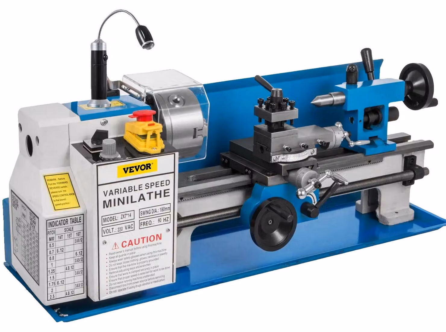 Mini tornio metallico, controllo continuo della velocità, elevata capacità di lavoro, versione A