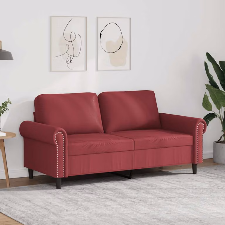Divano a 2 posti vidaXL in similpelle rosso per soggiorno con struttura in metallo