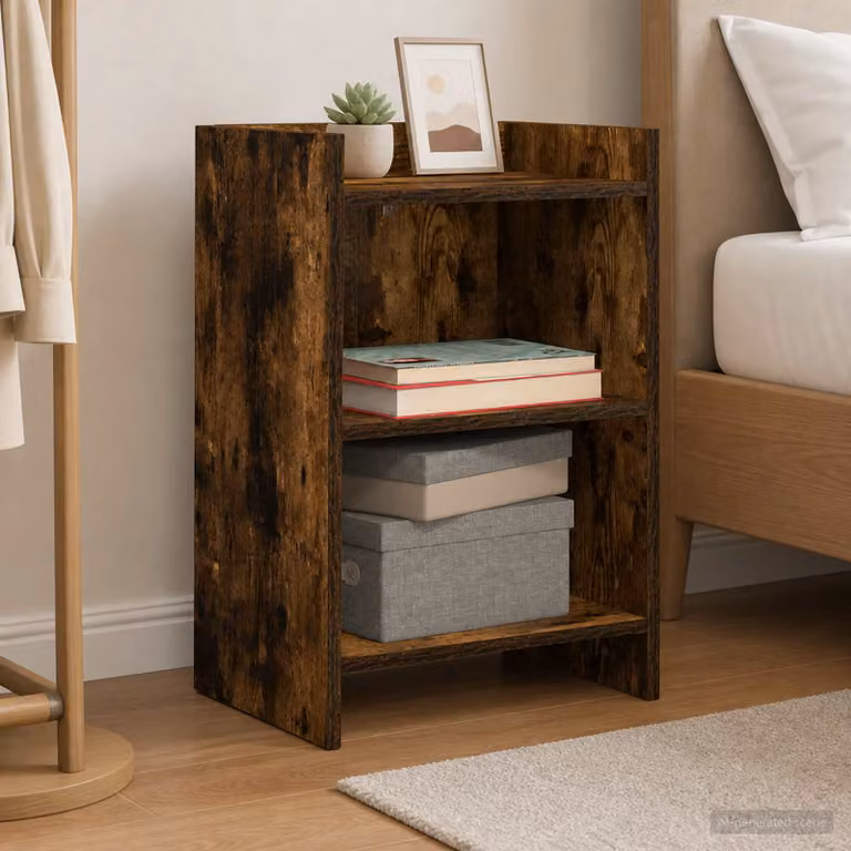 Comodino vidaXL in legno Rovere Fumo, design moderno, L 40 cm x P 30 cm x H 60 cm