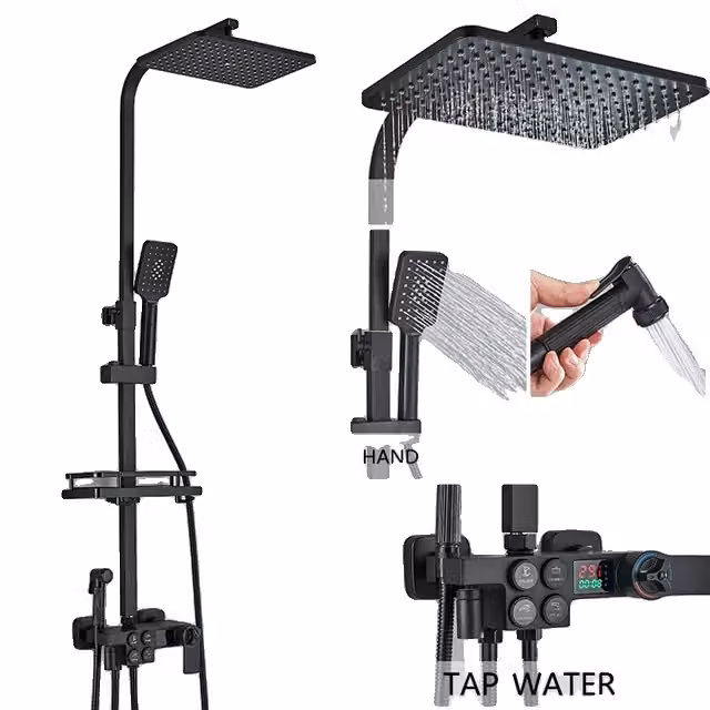 Set doccia digitale, pulsante a 4 funzioni, temperatura costante, montaggio a parete, termostatico C