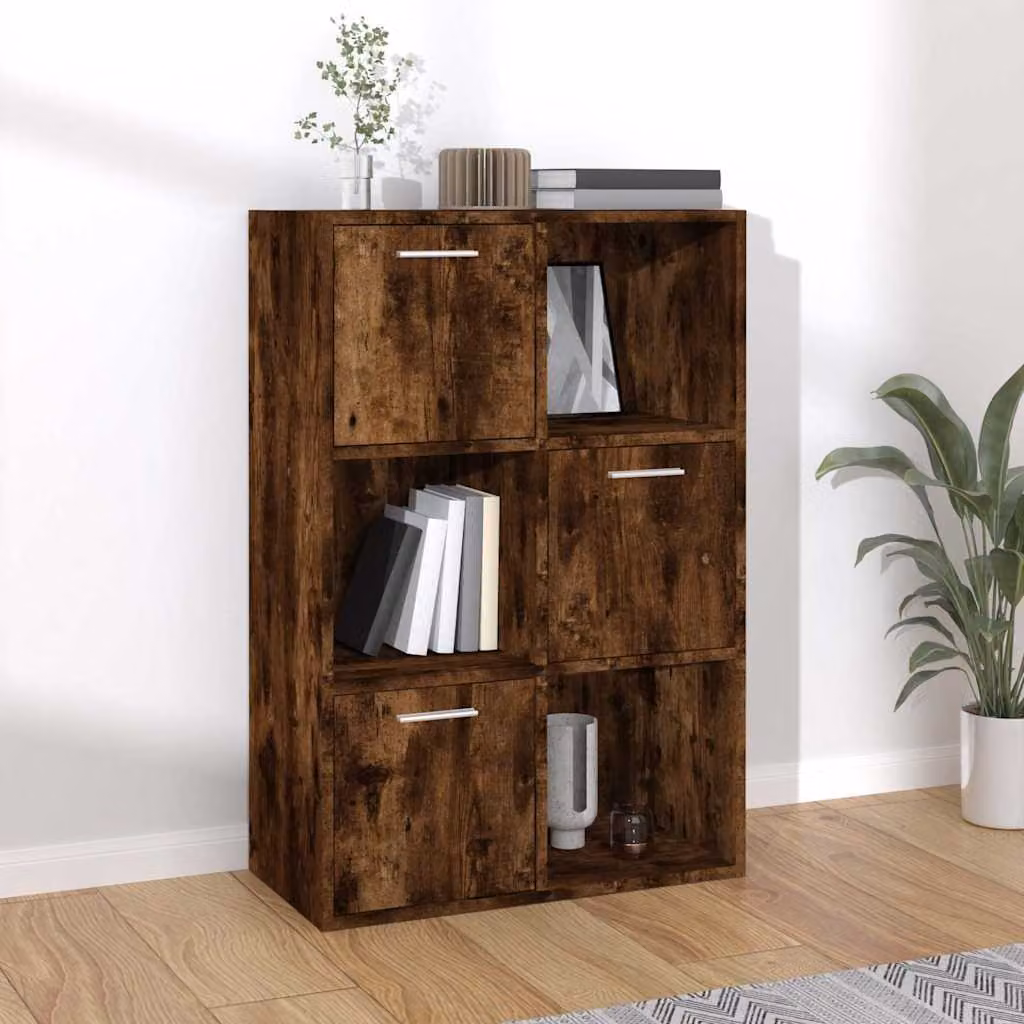Contenitore Mobile vidaXL in Rovere Fumo, Colore Marrone, L 60 cm x P 29,5 cm x H 90 cm