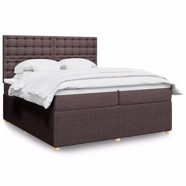 Letto Ibrido con Giroletto a Molle e Materasso vidaXL, Marrone e Bianco, 200 x 200 cm