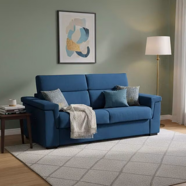 Divano Letto 3 Posti Nus DMORA Blu con Rivestimento Sfoderabile Made in Italy L: 225 cm, P: 95 cm – 1