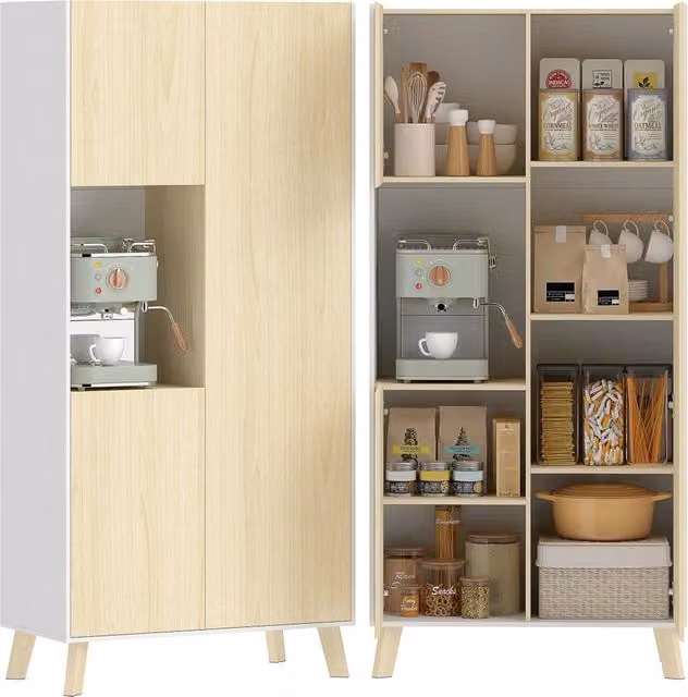 Armadio da cucina con ripiani regolabili ¨C Minimal ¨C Legno naturale 170 cm
