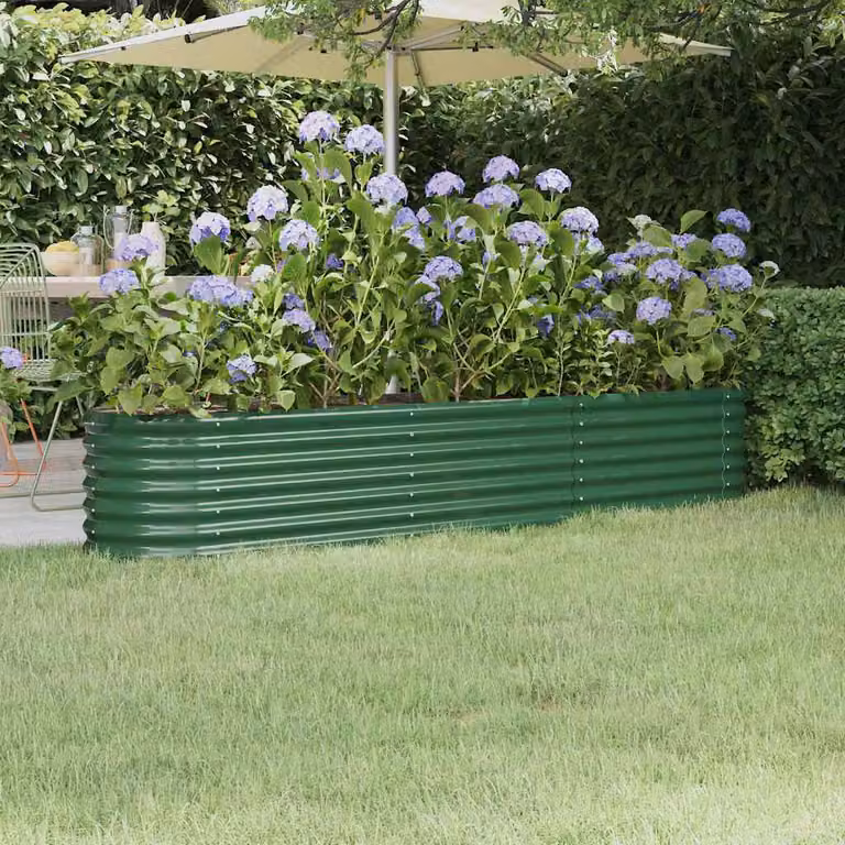 Letto rialzato da giardino vidaXL in acciaio zincato verde L: 224 cm, P: 40 cm, H: 36 cm