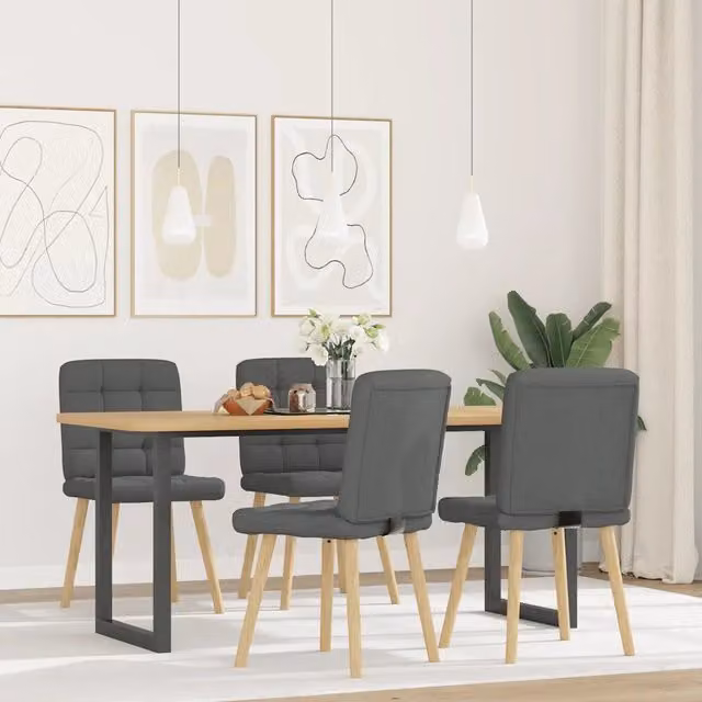 Sedie da Pranzo 4 pz Grigio Scuro in Tessuto 3315192