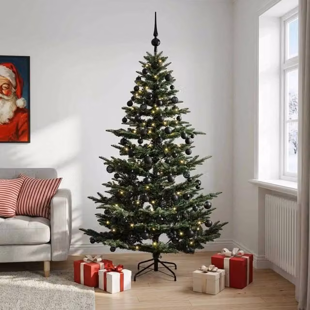 Albero di Natale artificiale con palline 210 cm 300 LED 3466389