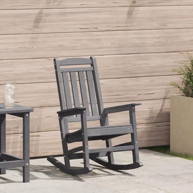 Sedia a dondolo da giardino vidaXL con braccioli, Grigio, H 110 x L 70 x P 108 cm