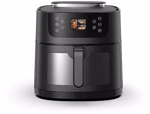 Friggitrice ad aria MELCHIONI FAMILY DORA AI con intelligenza artificiale e vapore soft, capacità 8 l, potenza 1800 W, 24 programmi, Nero