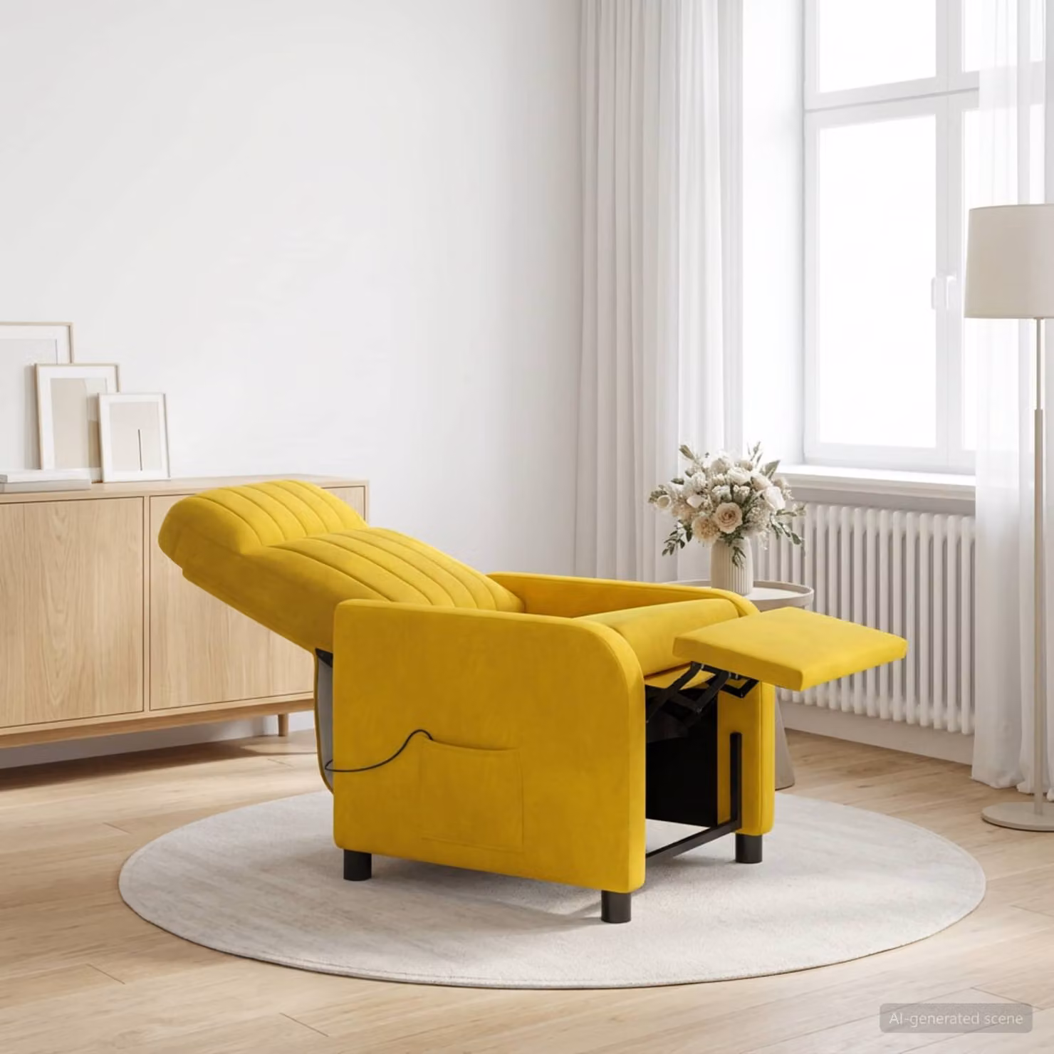 vidaXL Poltrona Relax Recliner in Velluto Giallo con Braccioli e Struttura Moderna