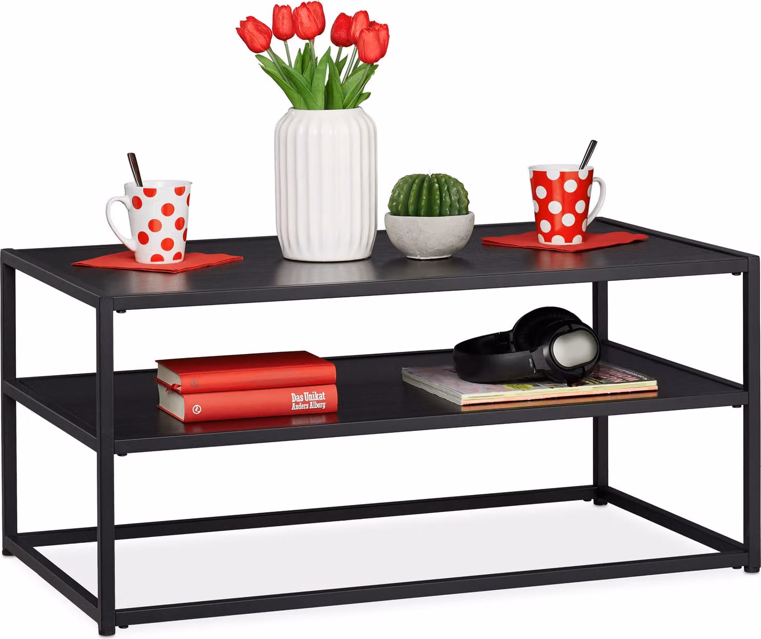 relaxdays 10026788_0 relaxdays Couchtisch Holz schwarz 90,0cm x 50,0cm x 42,0 cm
