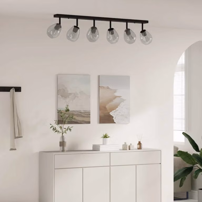 vidaXL Faretto da soffitto moderno in metallo e vetro Nero L: 110,5 cm, P: 13 cm, H: 26 cm