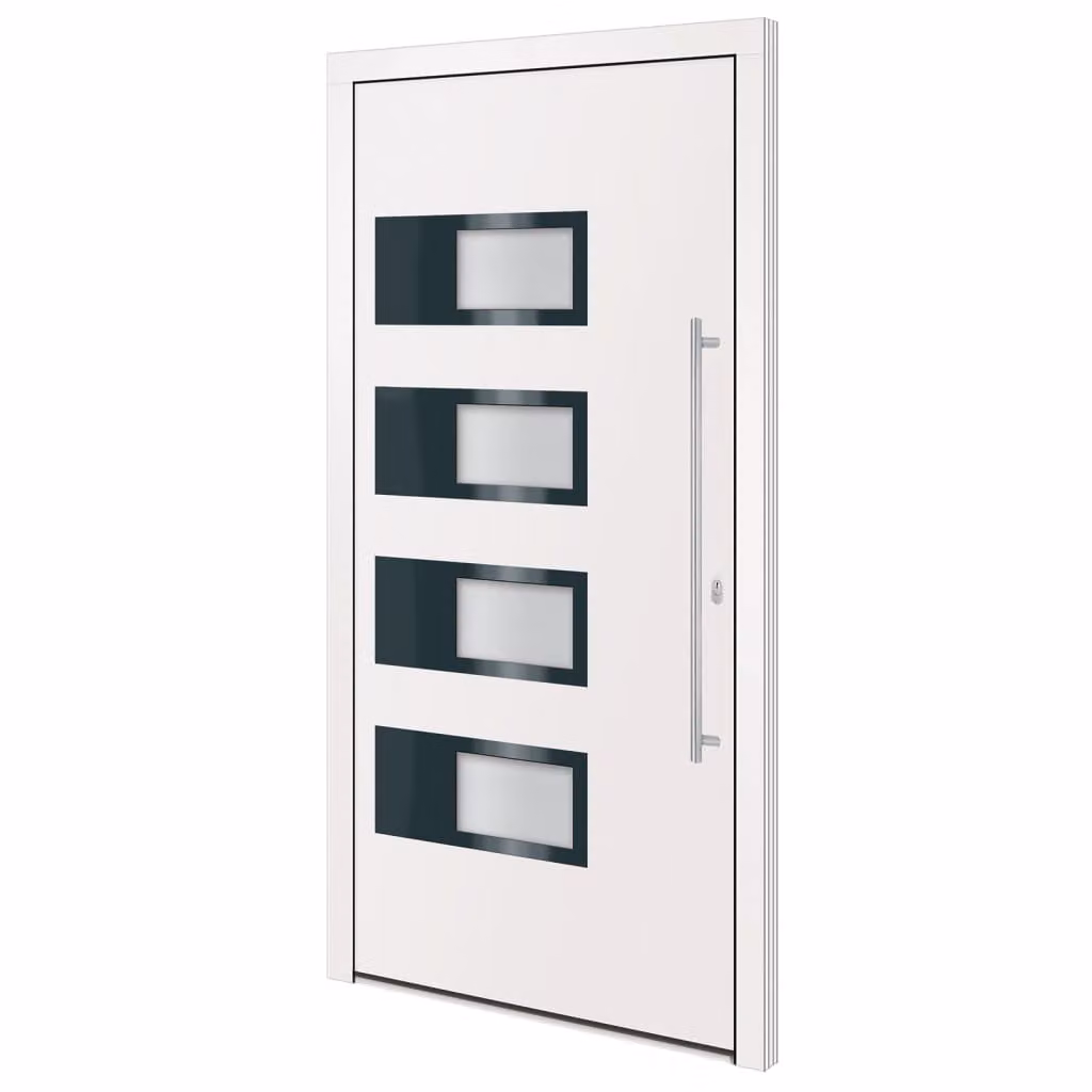 Porta Ingresso Bianca 100x200 cm in Alluminio e PVC