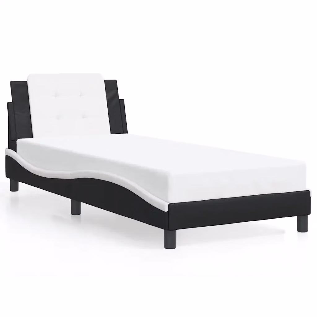 Struttura Letto Zadar Design Mania in Similpelle Nero e Bianco L/P/H: 200 x 100 x 74,5 cm – 2