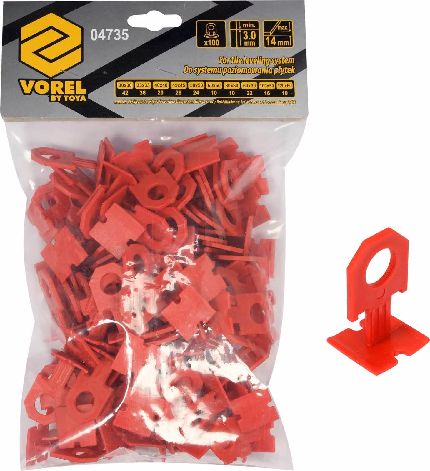 Clip di livellamento da 3 mm per piastrelle, 100 pezzi